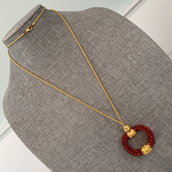 Vintage ‘Gold & Carnelian’ Costume Museum Necklace - Picture 5 of 5